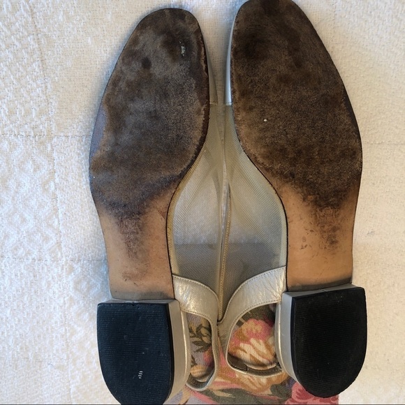 Vaneli Slingback Low Heel Shoe Metallic Beige Mesh Sides Round Toe size 8 - Picture 6 of 12